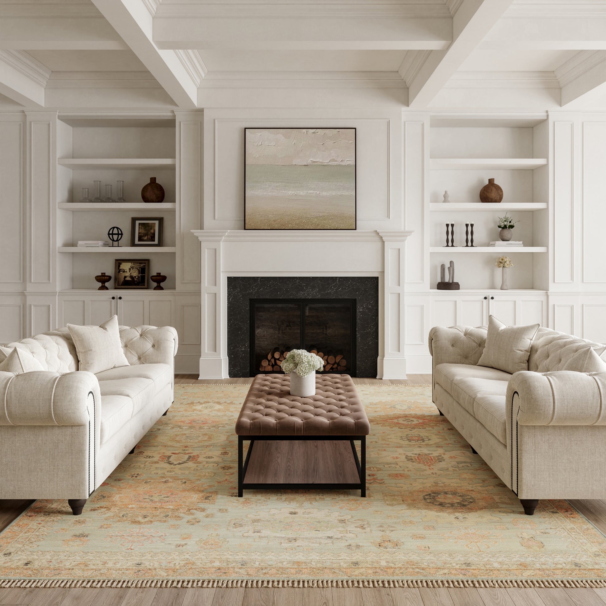 Nourison Home Heritage Vine  Light Blue  Traditional