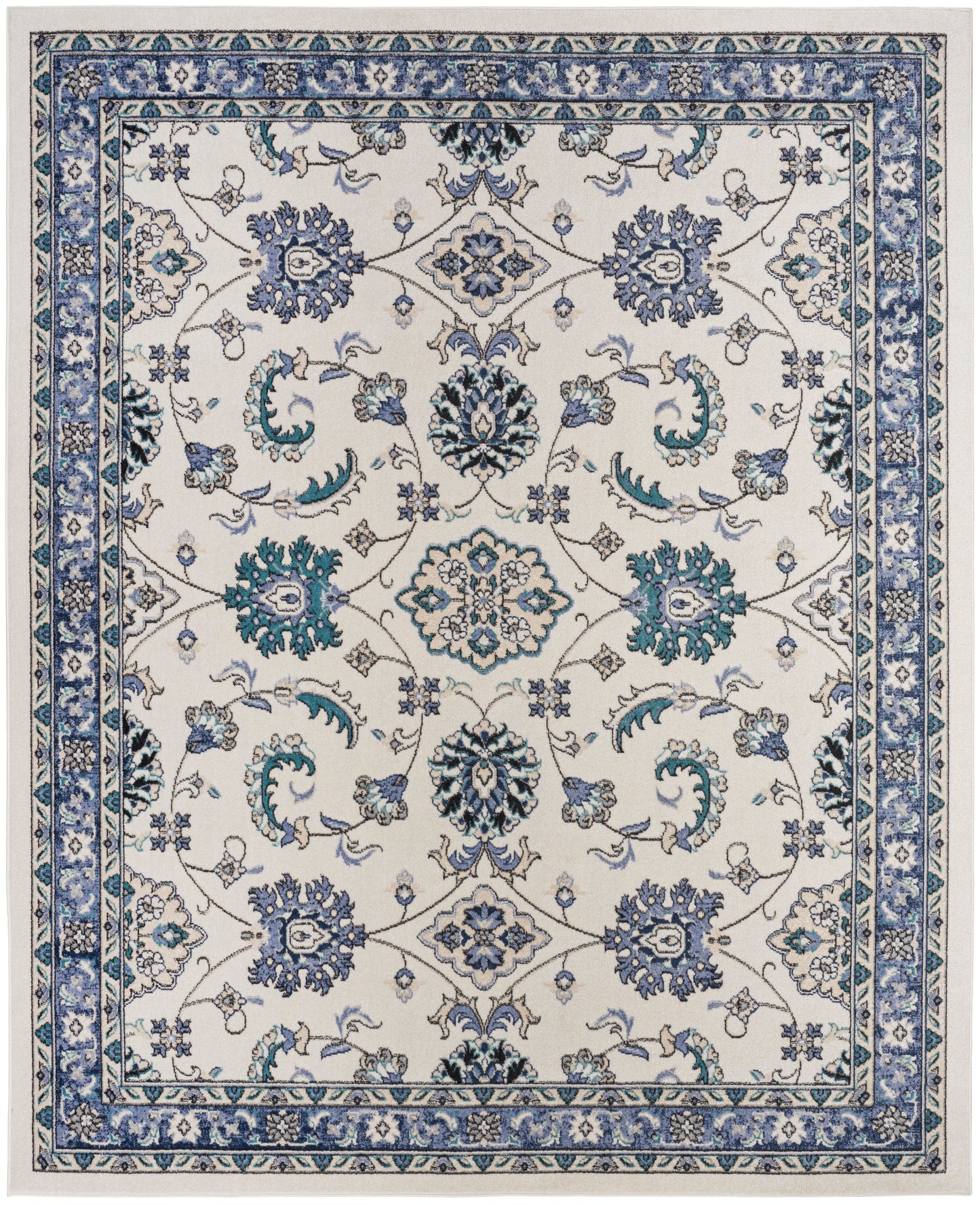 Nourison Home Nourison Essentials NRE05 Ivory Blue Traditional Power-loomed Rug