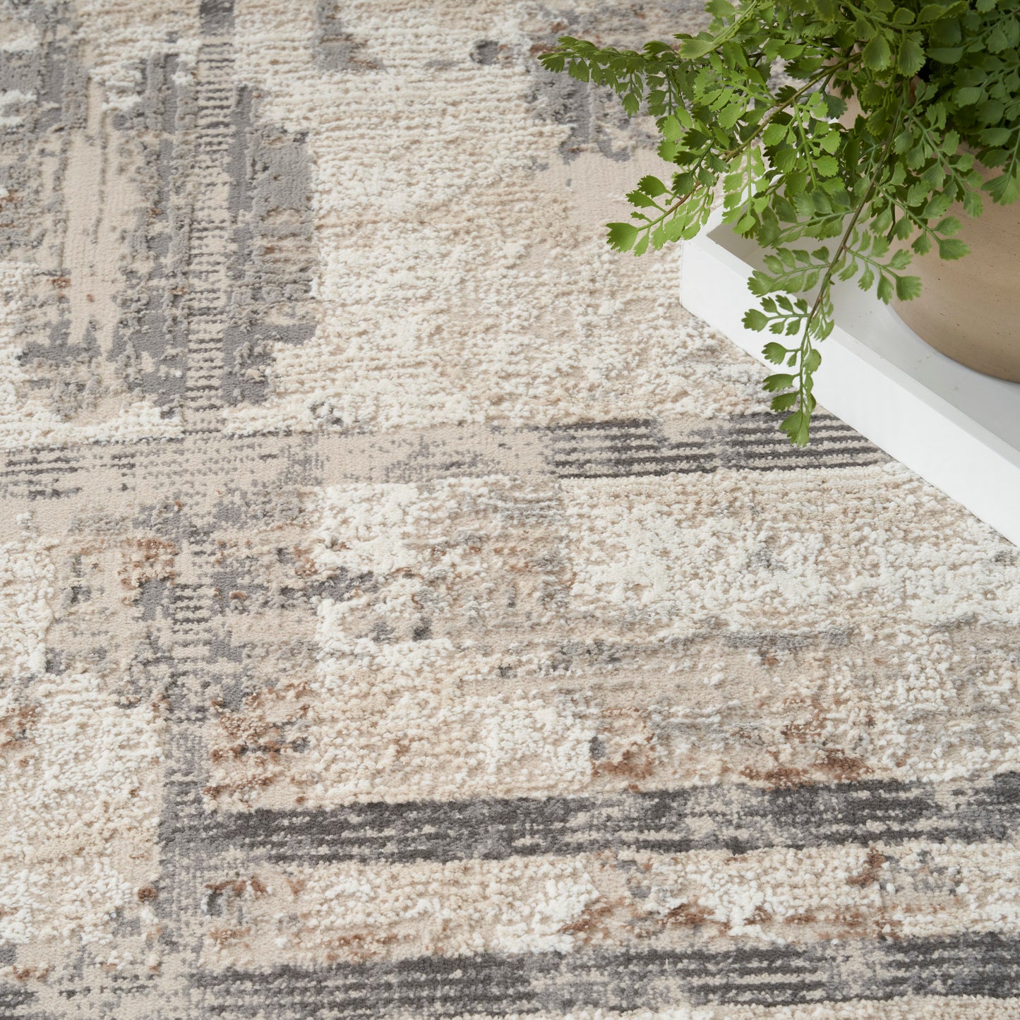 Nourison Home Sustainable Trends  Ivory Multicolor  Contemporary