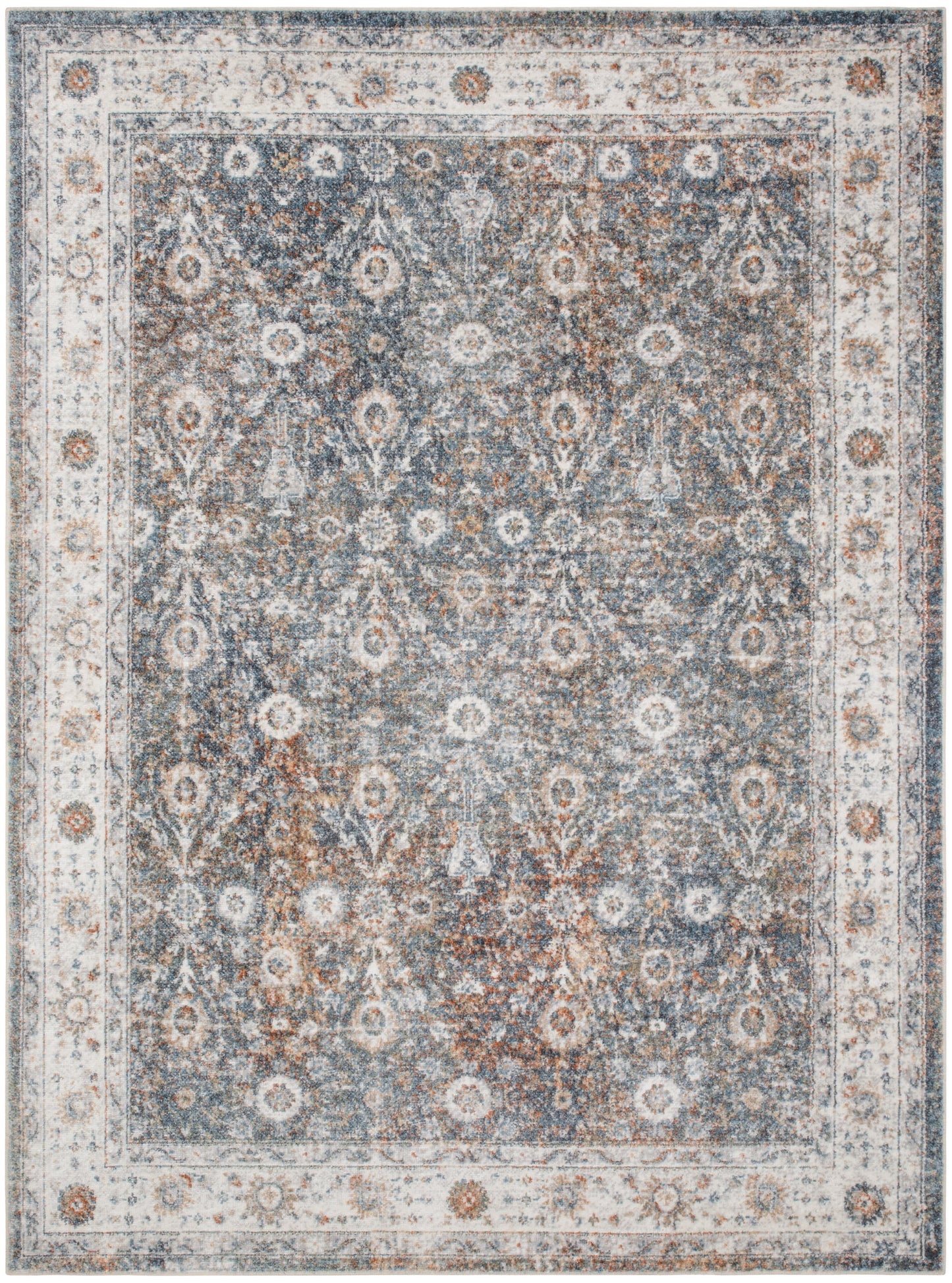 Nourison Home Astra Machine Washable ASW16 Ivory Multicolor Traditional Power-loomed Rug