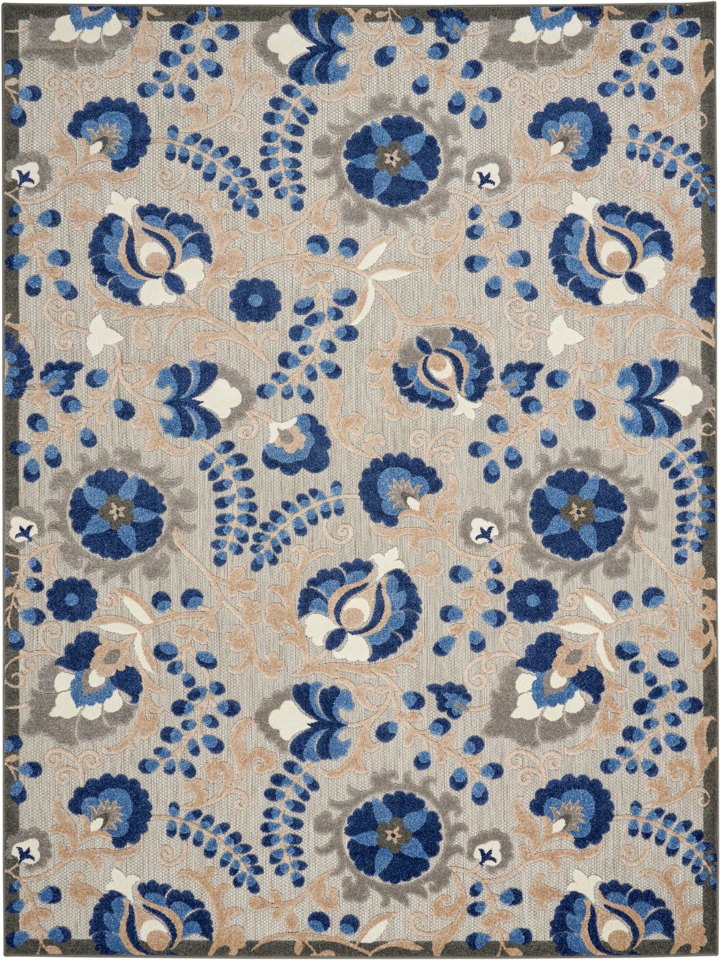 Nourison Home Aloha ALH17 Natural Blue Contemporary Power-loomed Rugs