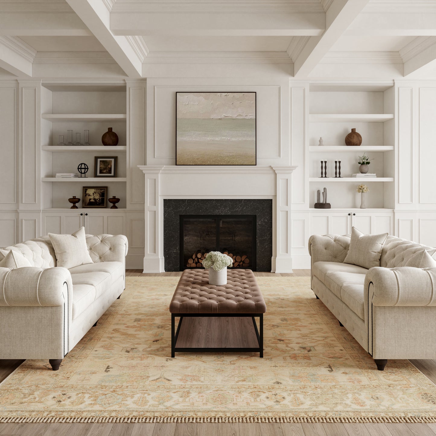 Nourison Home Heritage Vine  Beige  Traditional