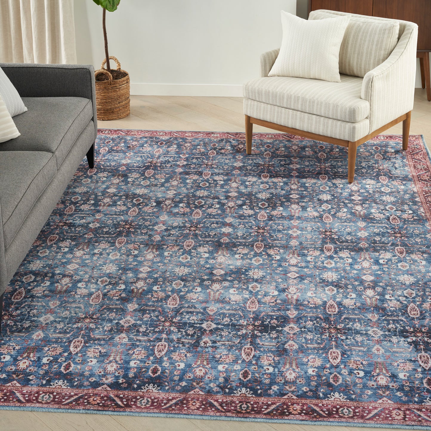 Nourison Home Grand Washables  Blue Brick  Traditional