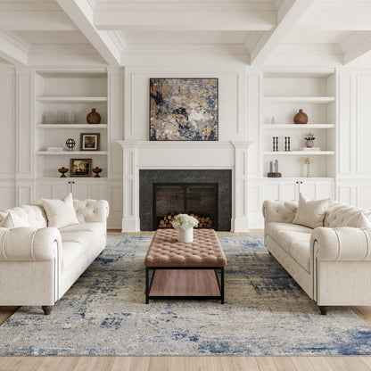 Nourison Home Rustic Textures  Ivory Blue  Contemporary