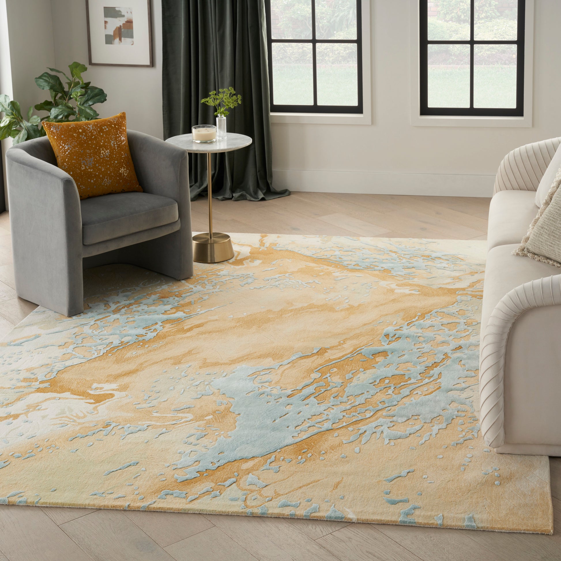 Nourison Home Prismatic  Sand Blue  Contemporary