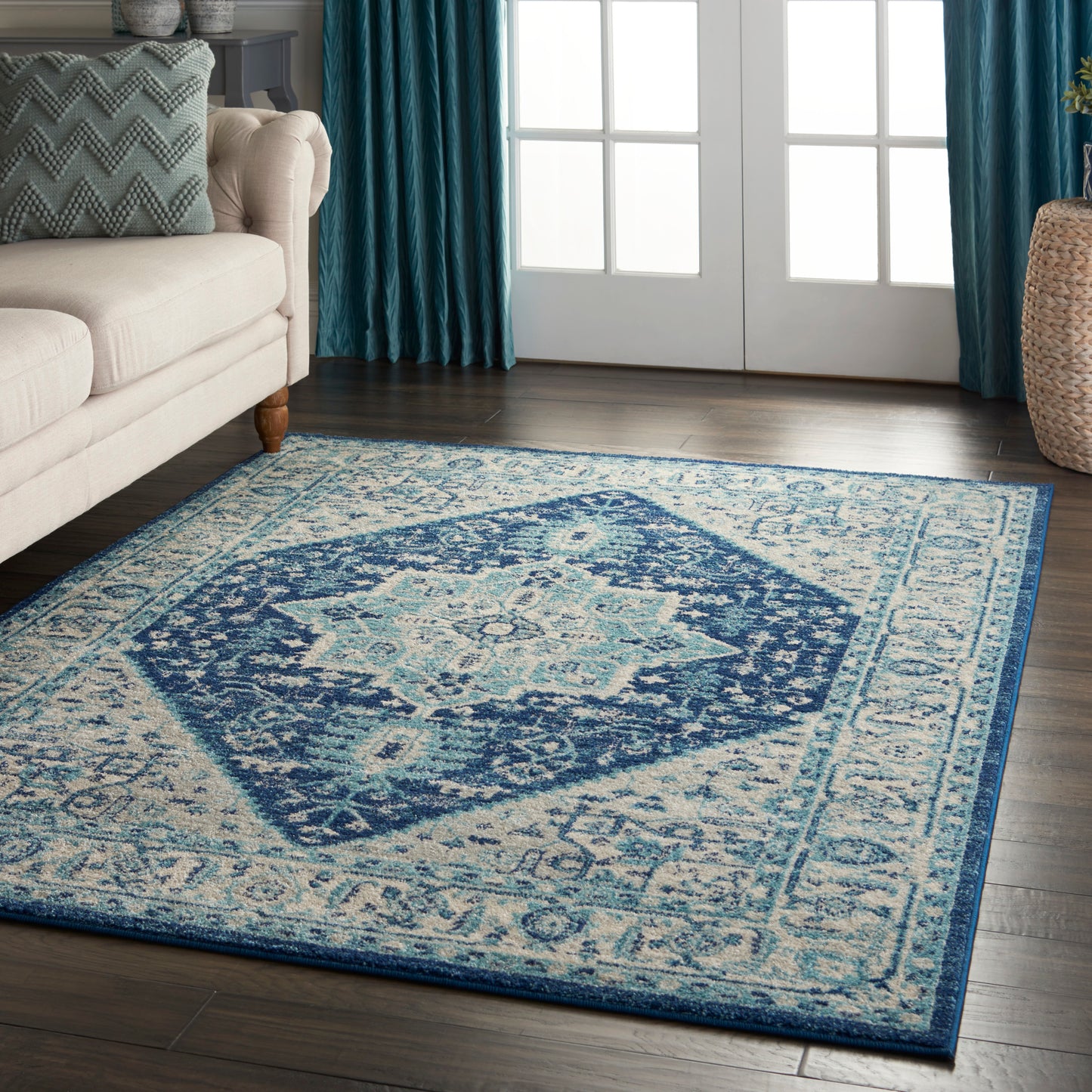 Nourison Home Tranquil  Ivory Navy  Transitional