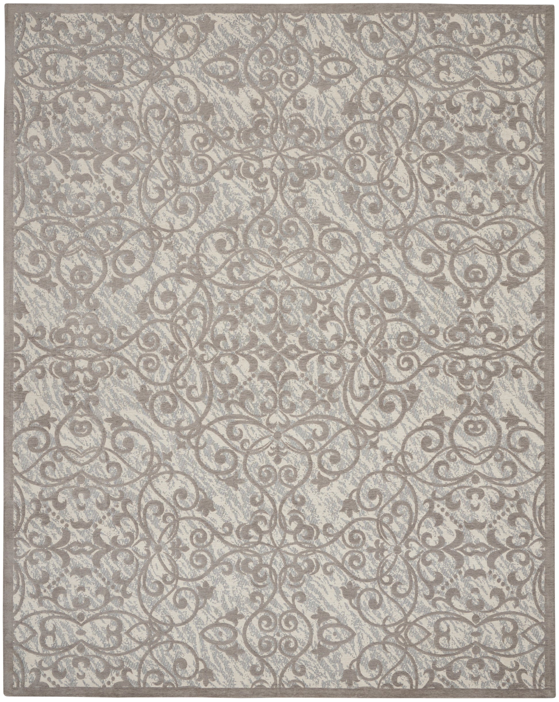 Nourison Home Damask  Ivory Grey  Traditional