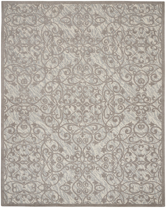 Nourison Home Damask  Ivory Grey  Traditional