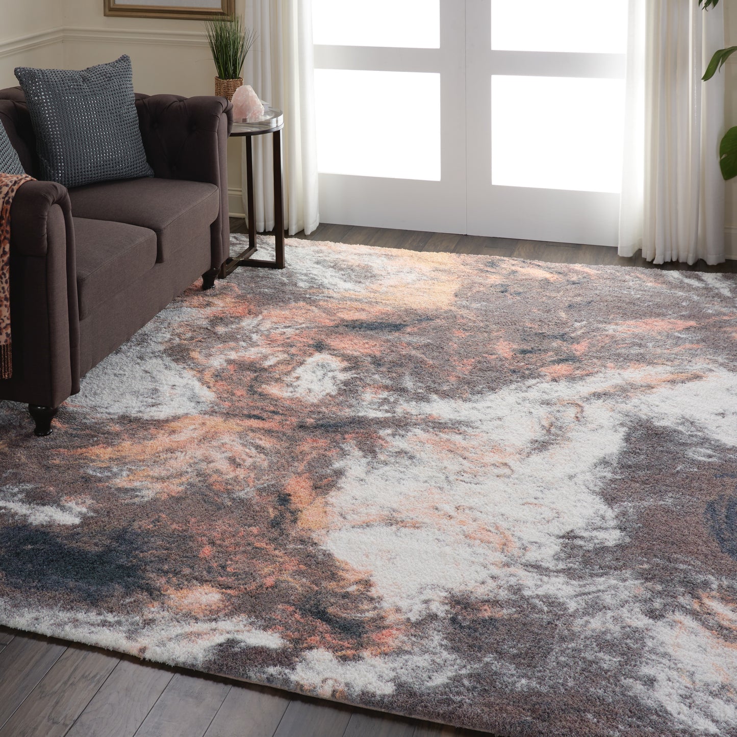 Nourison Home Corsica Shag  Blue Multicolor  Contemporary