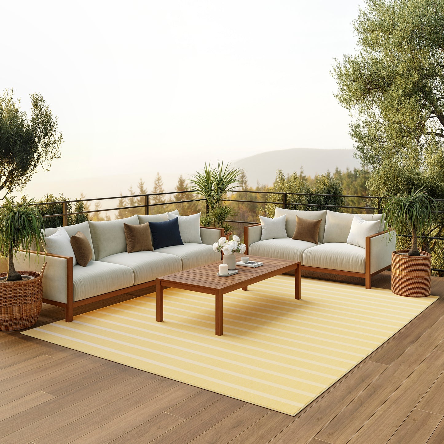 Nourison Home Positano  Yellow Ivory  Contemporary