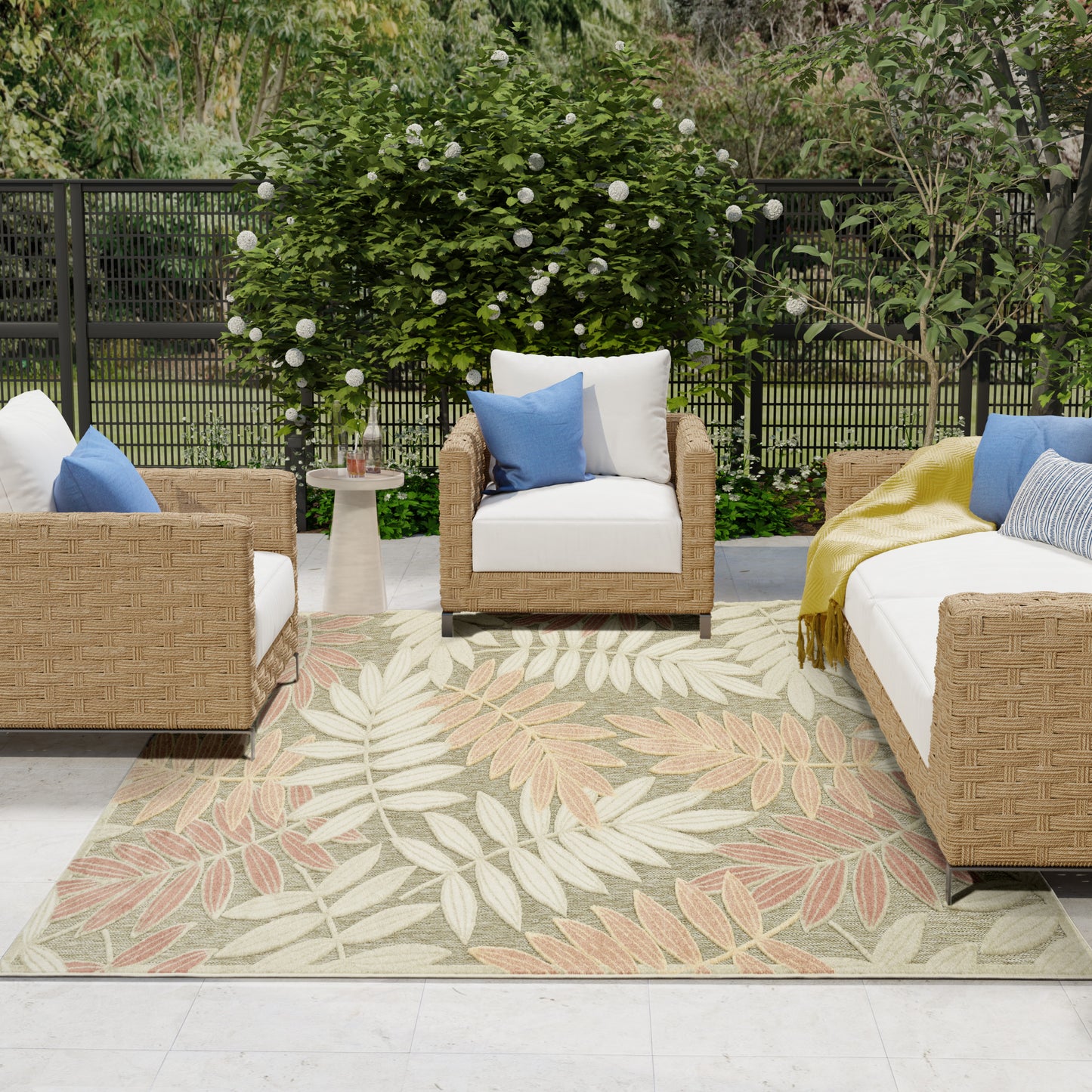Nourison Home Aloha  Sage Rose  Contemporary