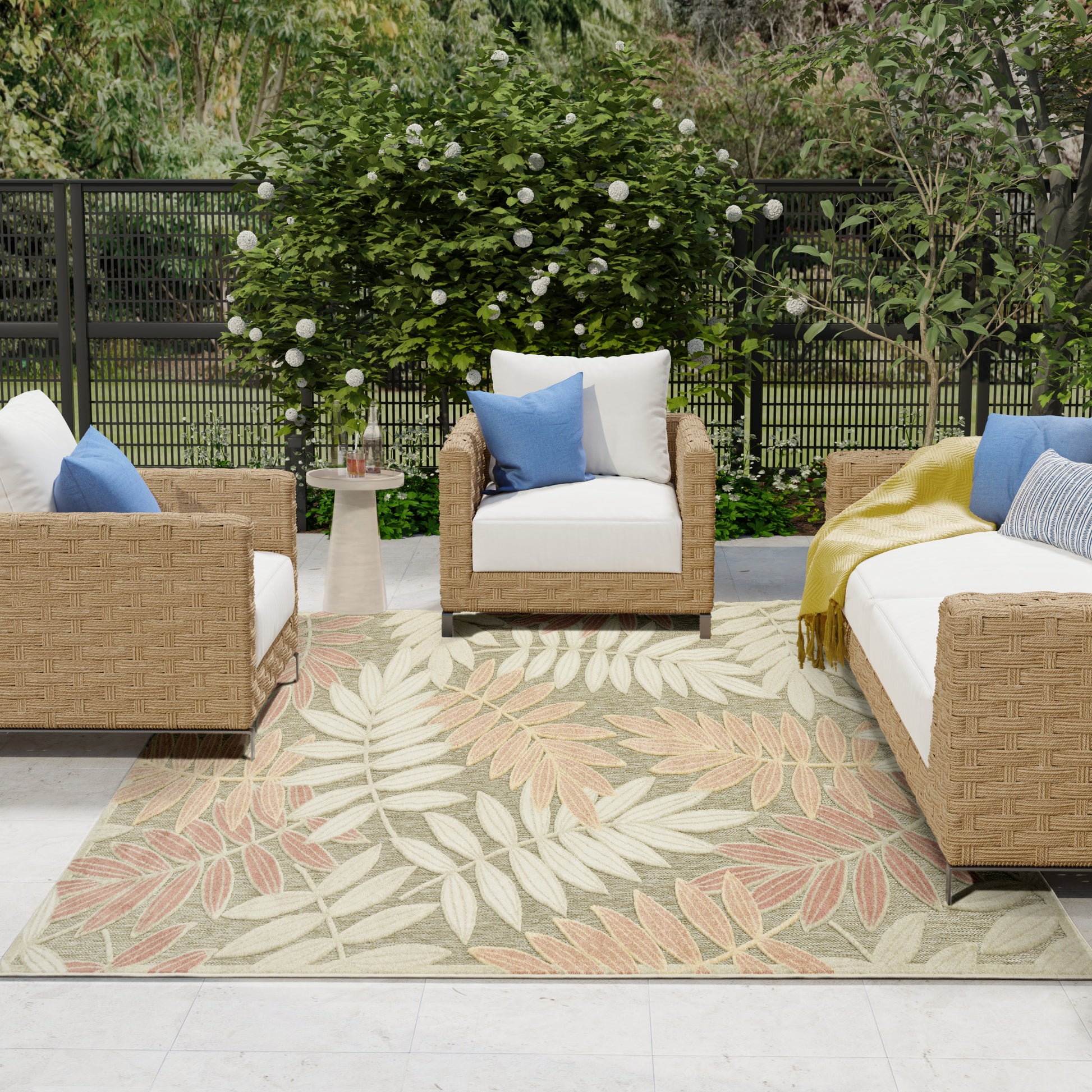 Nourison Home Aloha  Sage Rose  Contemporary