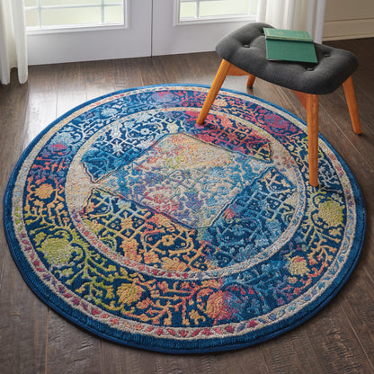 Nourison Home Ankara Global  Blue Multicolor  Transitional