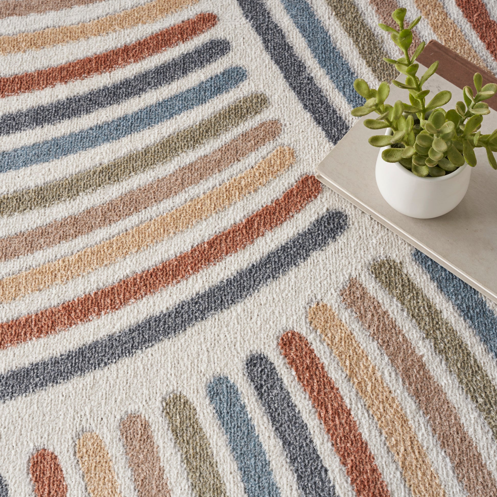 Nourison Home Astra Machine Washable  Ivory Multicolor  Contemporary