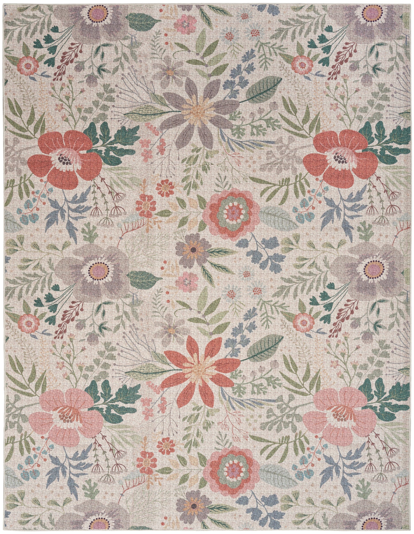 Nourison Home Nourison Washables NWB06 Cream Multicolor Traditional Power-loomed Rug