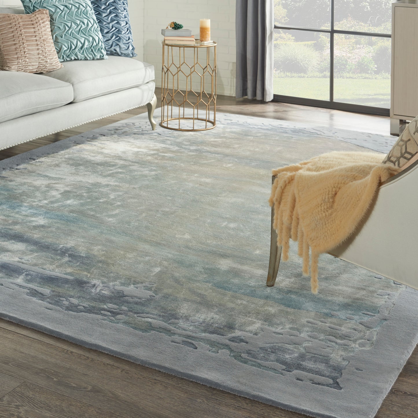Nourison Home Prismatic  Seafoam Silver  Contemporary