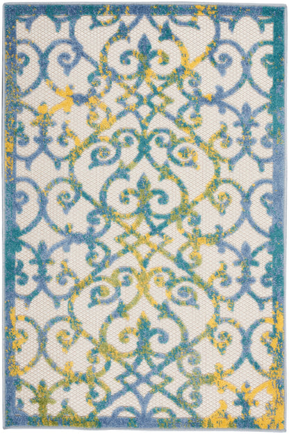 Nourison Home Aloha ALH21 Ivory Blue Contemporary Power-loomed Rugs
