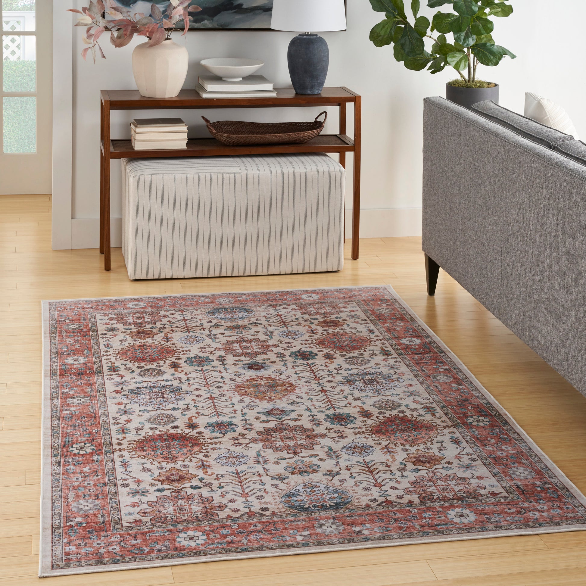 Nourison Home Fulton  Beige Multicolor  Traditional