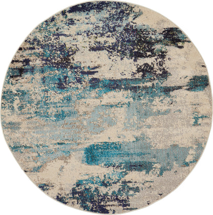 Nourison Home Celestial CES02 Ivory Teal Blue Contemporary Power-loomed Rugs