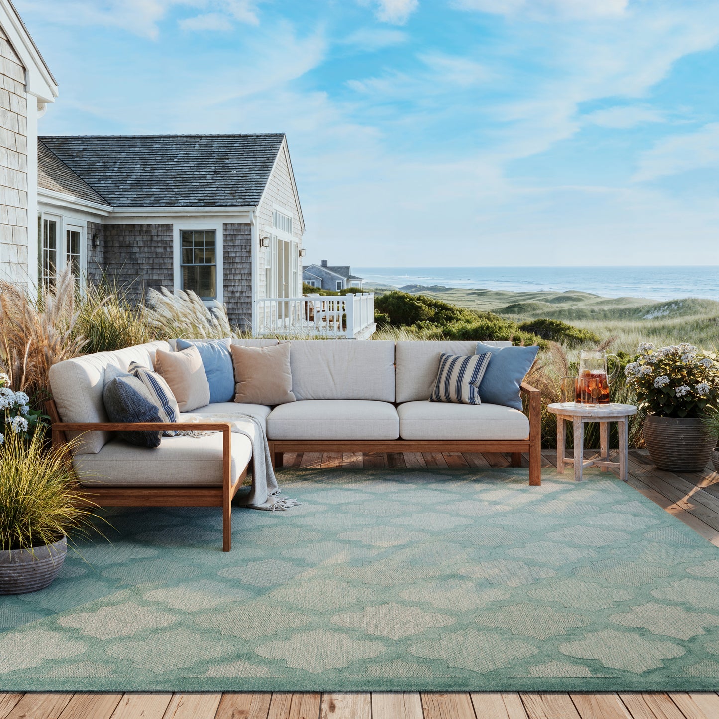 Nourison Home Easy Care  Aqua Teal  Contemporary