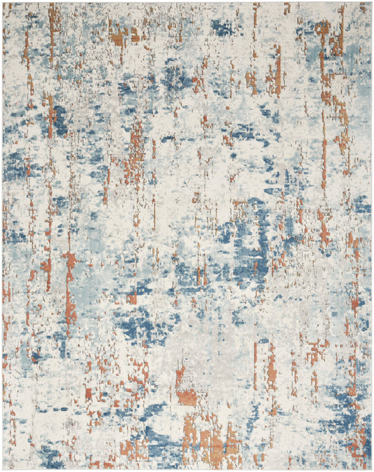 Nourison Home Quarry  Beige Blue Rust  Contemporary