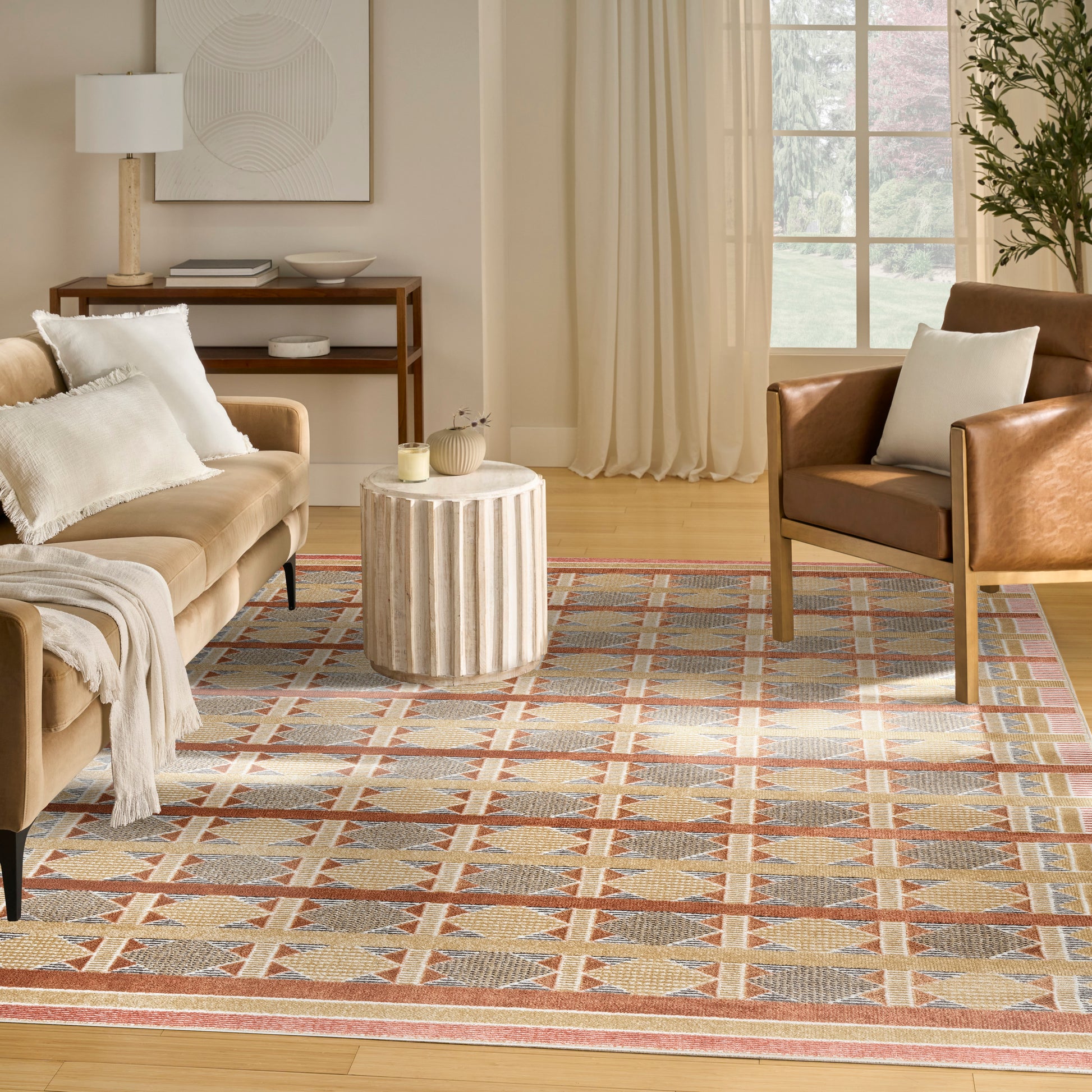 Nourison Home Nordic  Rust Multicolor  Contemporary