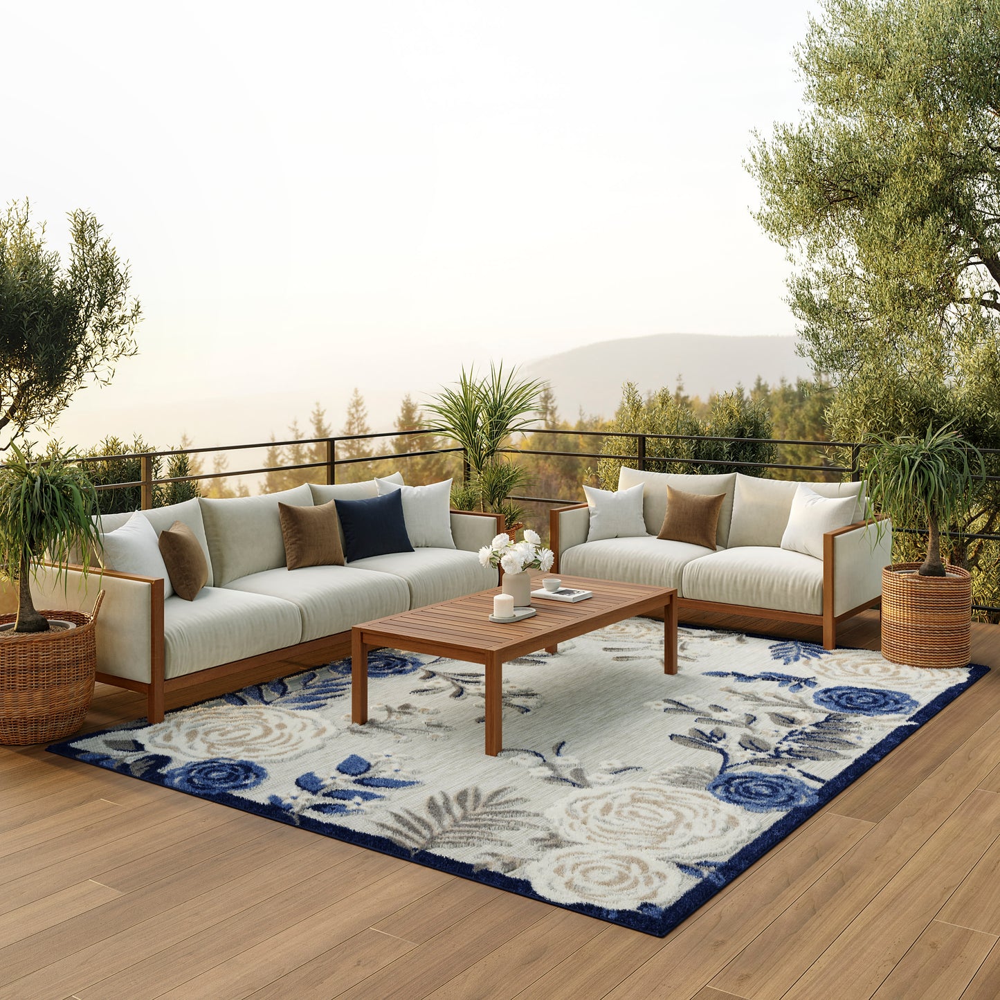 Nourison Home Aloha  Blue Grey  Contemporary