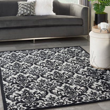 Nourison Home Damask  Black White  Traditional