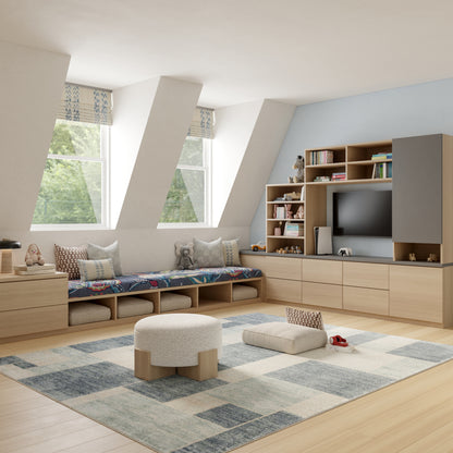 Nourison Home Astra Machine Washable  Blue Ivory  Contemporary