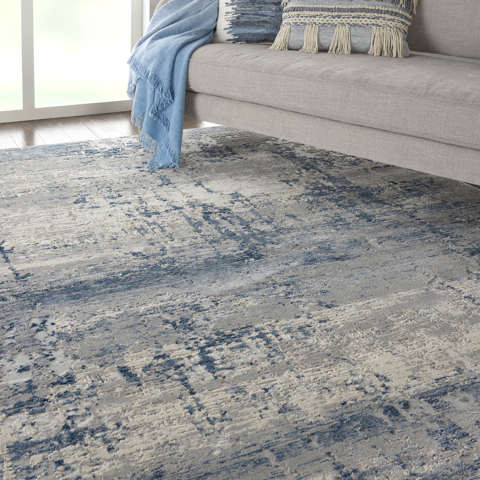 Nourison Home Rustic Textures  Ivory Blue  Contemporary