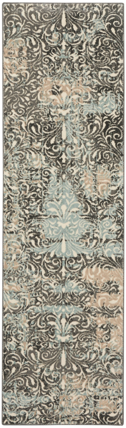 Nourison Home Marmara MRA04 Charcoal Teal Ivory Contemporary Power-loomed Rug