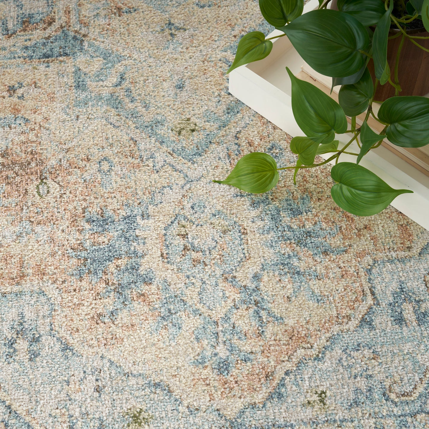 Nourison Home Astra Machine Washable  Beige Blue  Traditional