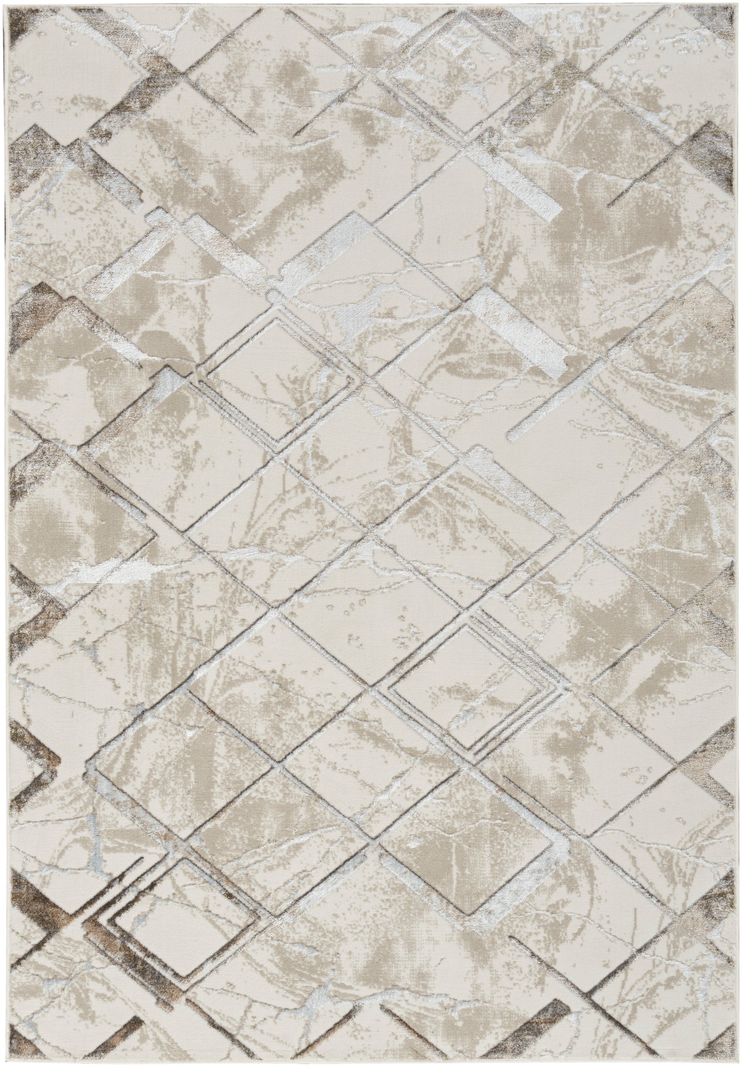 Nourison Home Glitz GLZ02 Ivory Grey Contemporary Power-loomed Rug
