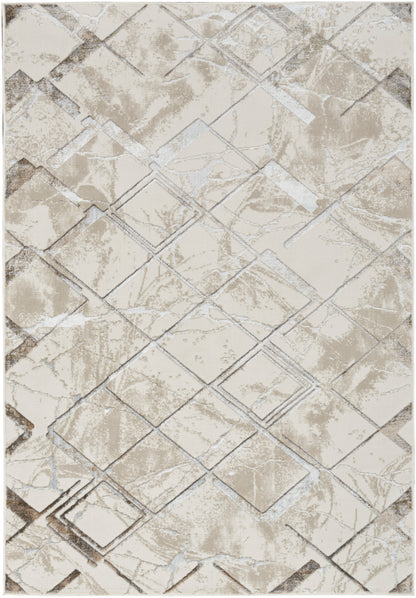Nourison Home Glitz GLZ02 Ivory Grey Contemporary Power-loomed Rug