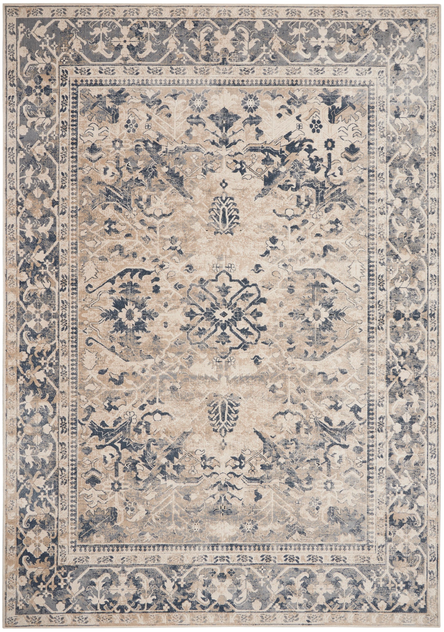 Nourison Home Malta  Ivory Blue  Traditional