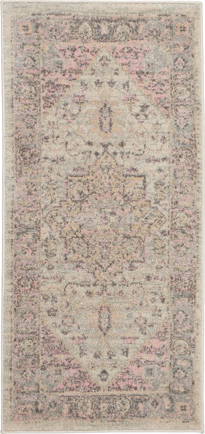 Nourison Home Tranquil TRA06 Ivory Pink Transitional Power-loomed Rug