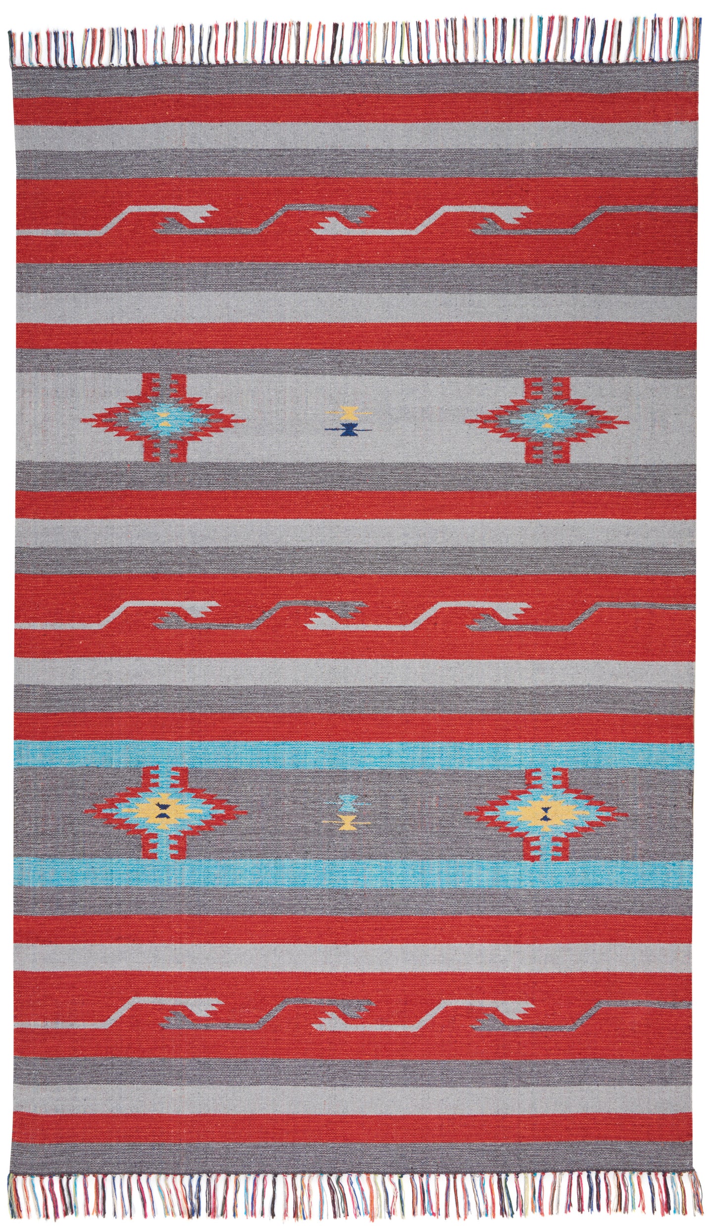 Nourison Home Baja BAJ01 Grey Red Transitional Woven Rug