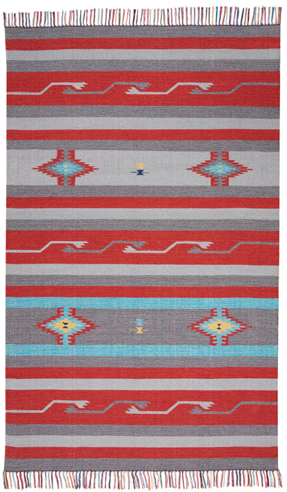 Nourison Home Baja BAJ01 Grey Red Transitional Woven Rug