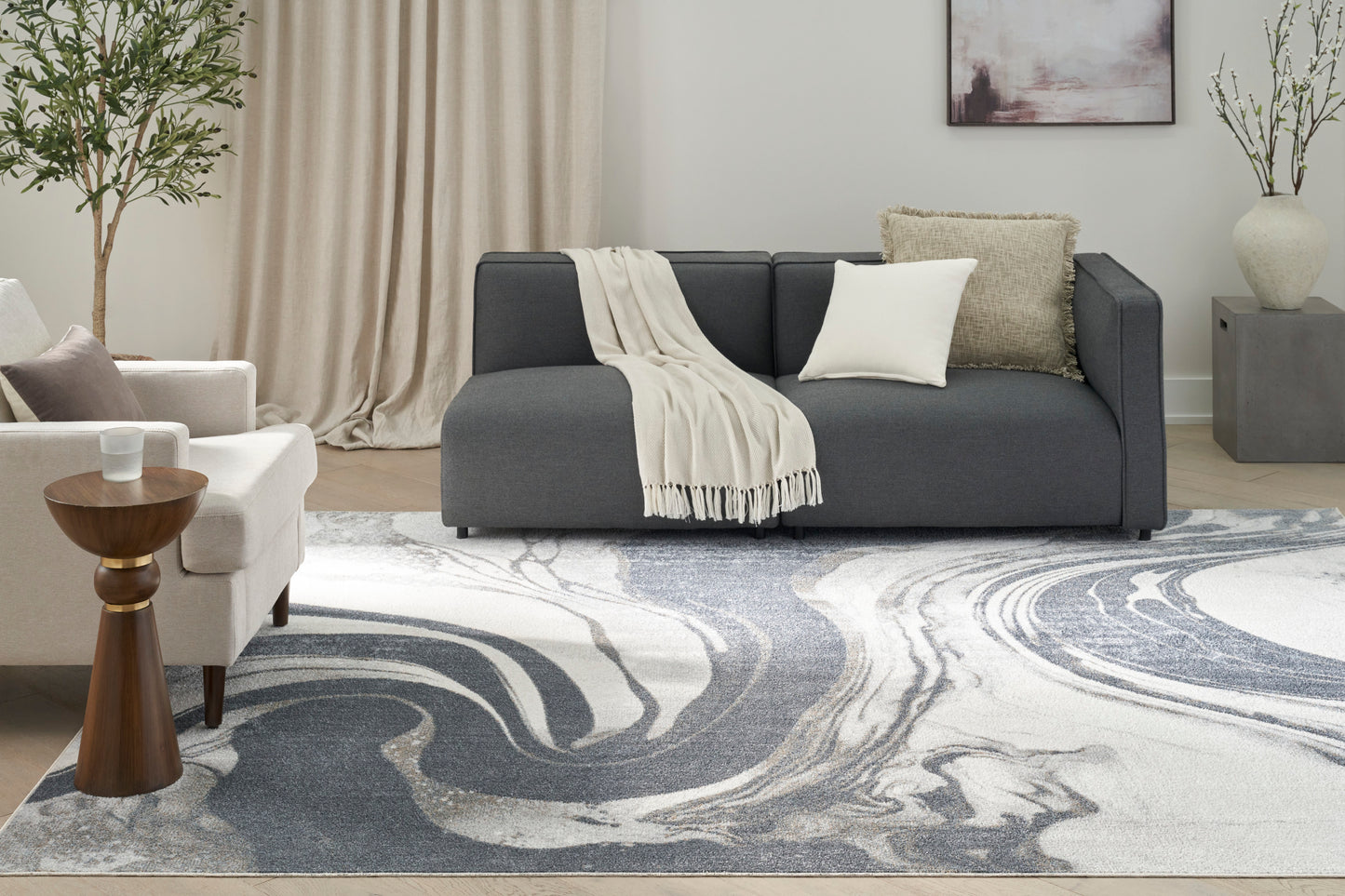 Nourison Home Astra Machine Washable  Ivory Grey  Contemporary