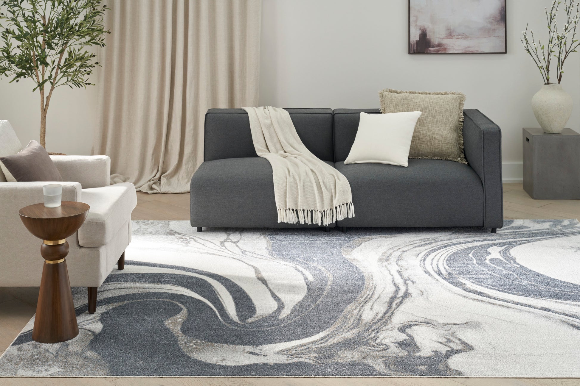 Nourison Home Astra Machine Washable  Ivory Grey  Contemporary