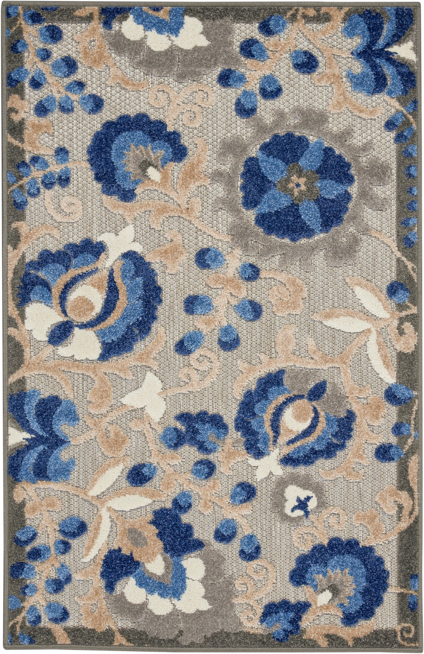 Nourison Home Aloha ALH17 Natural Blue Contemporary Power-loomed Rugs