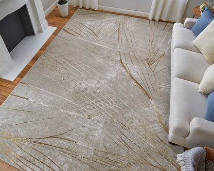 Feizy Waldor 39NBF Ivory Beige Modern/Casual/Tropical Machine Woven Rug - Rugs - Feizy - Atlanta Designer Rugs