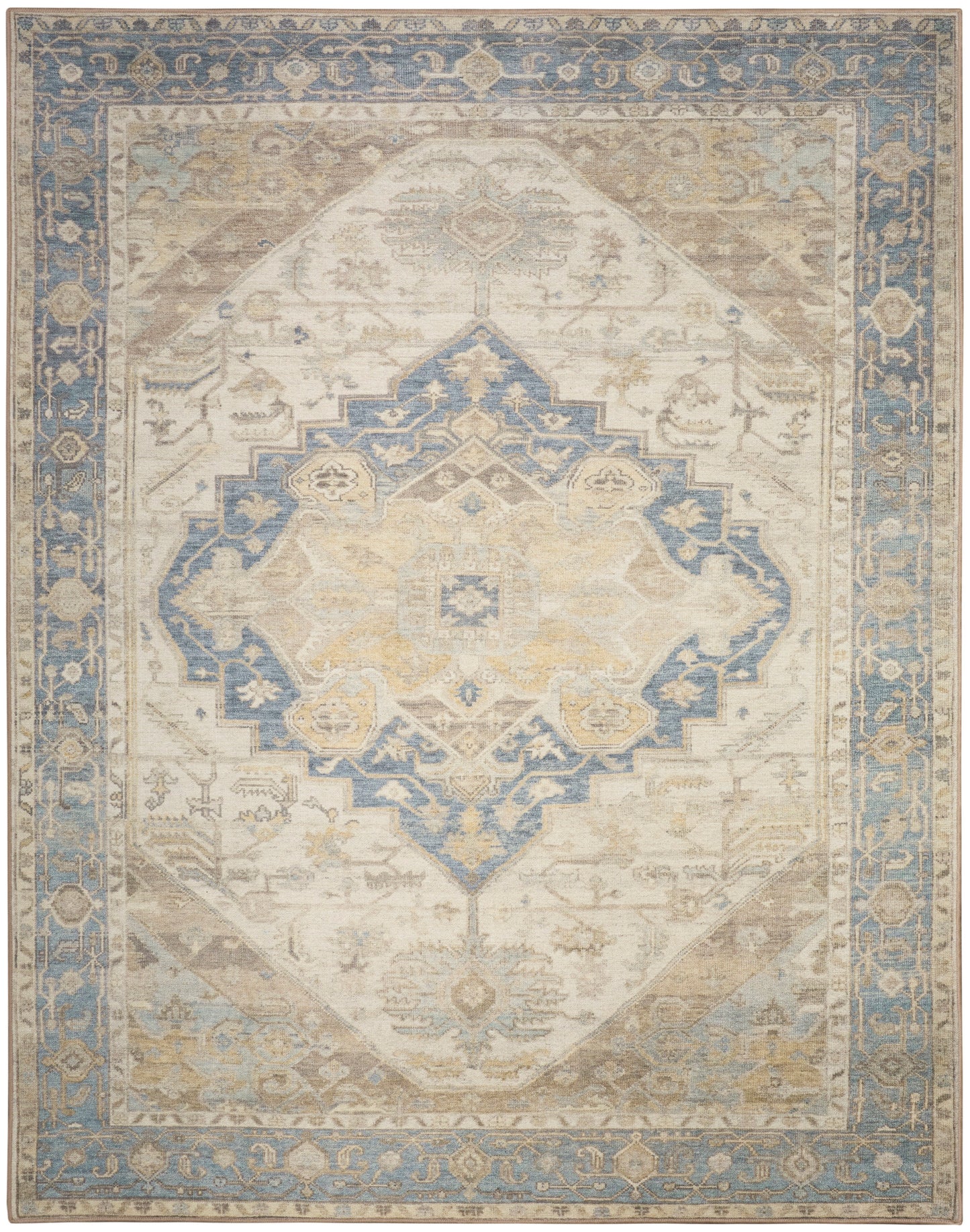 Nourison Home Vintage Washables VWS13 Blue Green Traditional Flat Weave Rug
