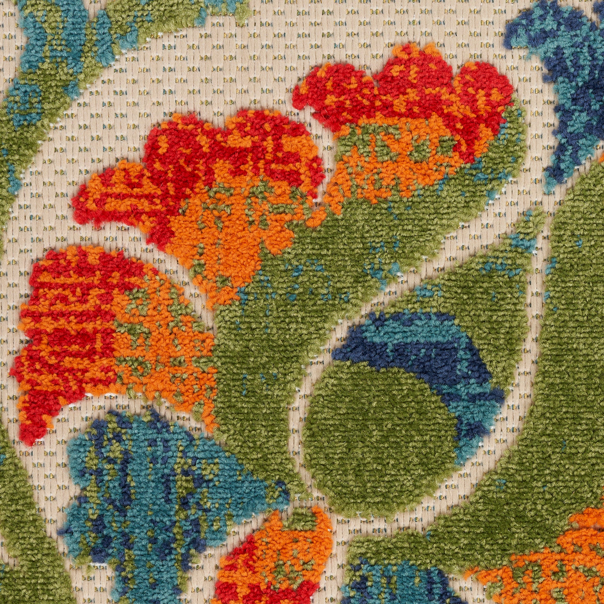 Nourison Home Aloha  Red Multicolor  Contemporary