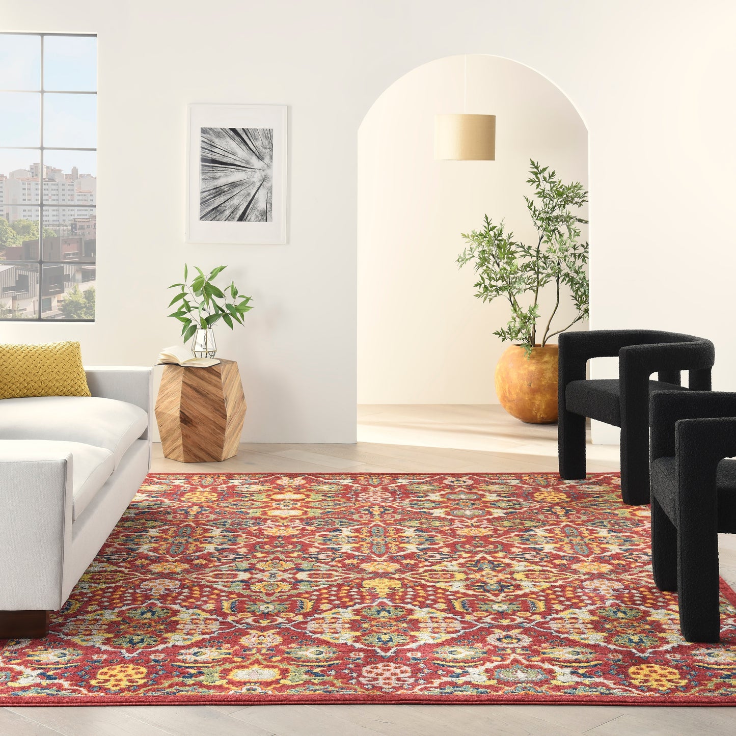 Nourison Home Allur  Red Multicolor  Transitional