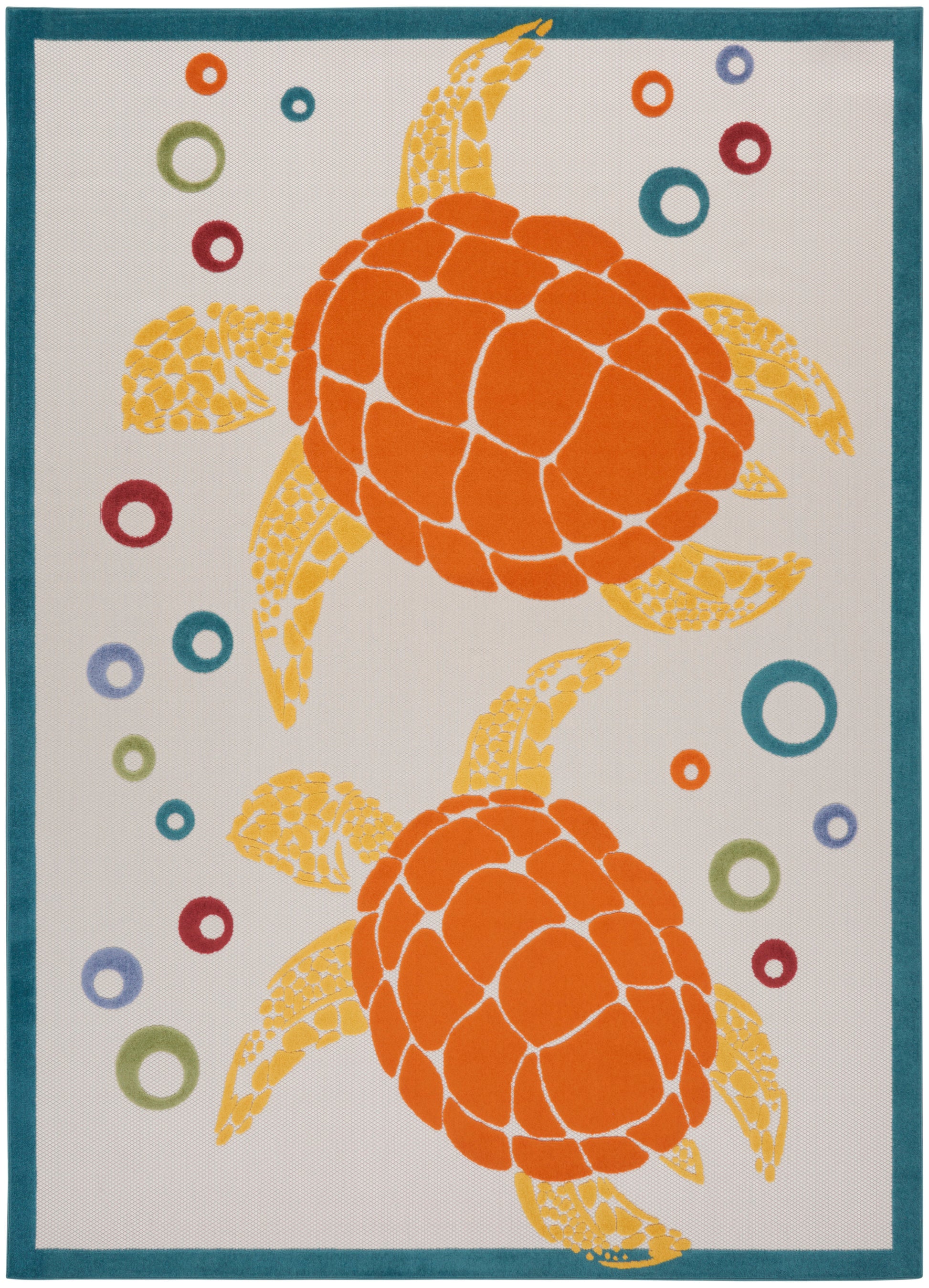 Nourison Home Aloha  Teal Multicolor  Contemporary