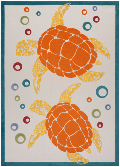 Nourison Home Aloha  Teal Multicolor  Contemporary