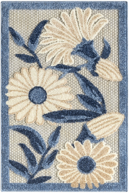 Nourison Home Aloha ALH33 Blue Grey Contemporary Power-loomed Rugs