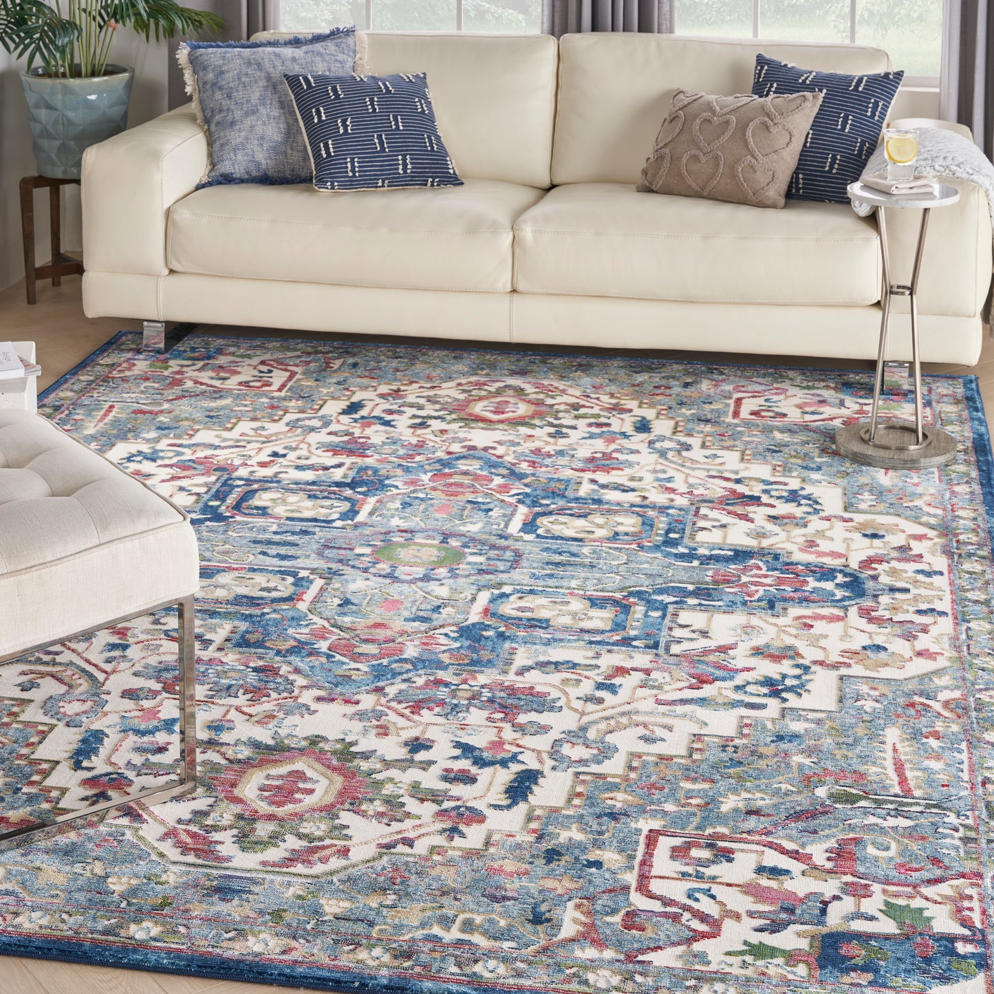 Nourison Home Ankara Global  Ivory Navy  Transitional