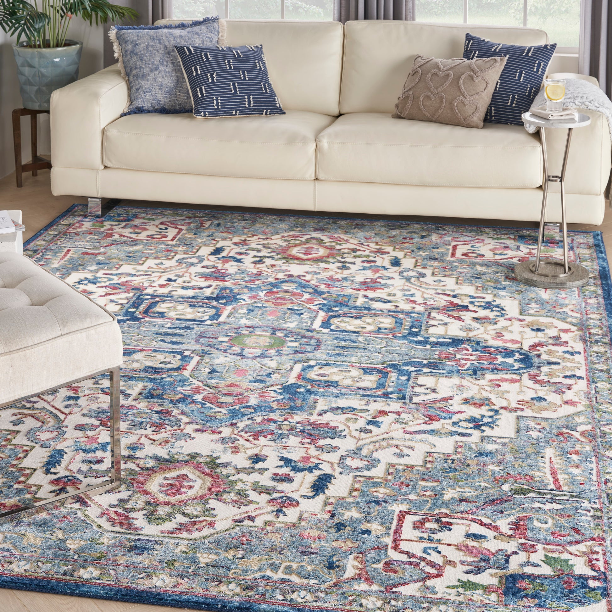 Nourison Home Ankara Global  Ivory Navy  Transitional